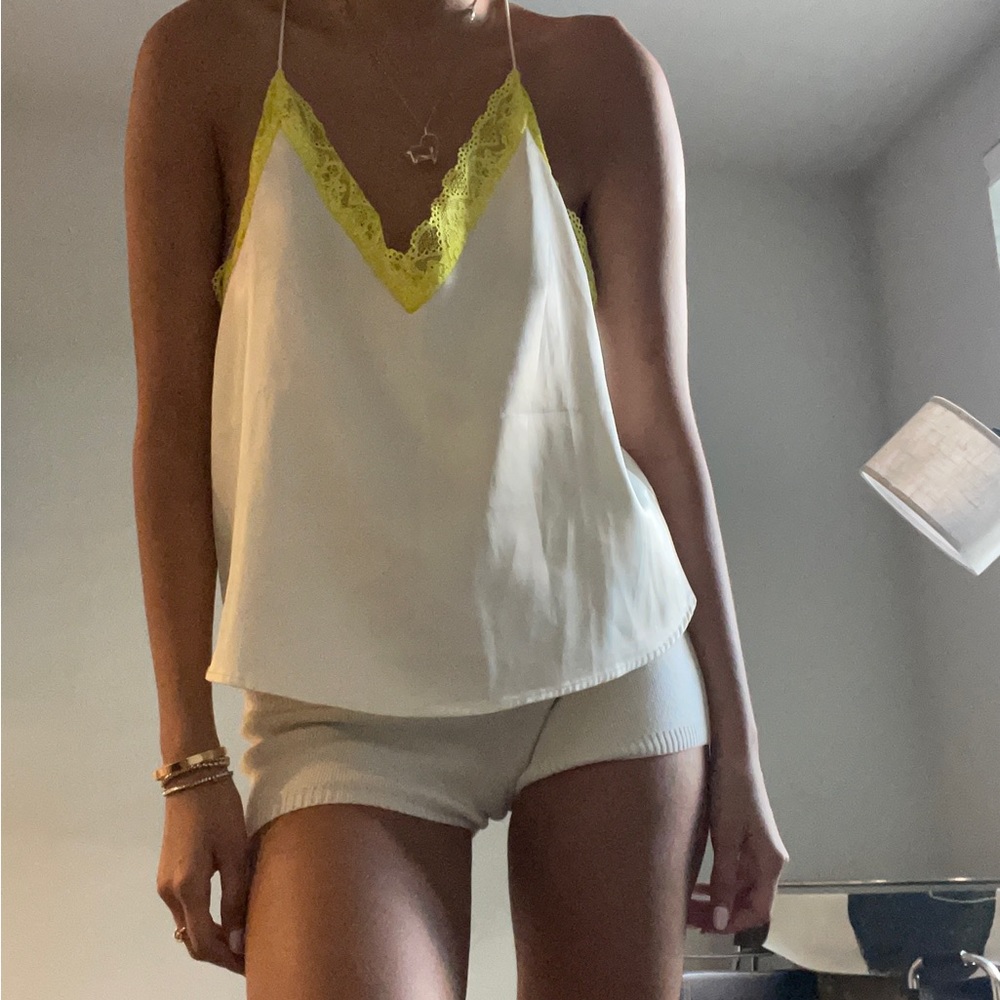 White top with yellow lace